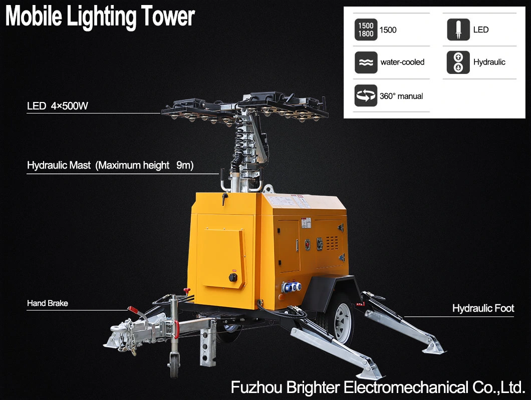 Portable Emergency Mobile Lighting Tower with Traffic Safety