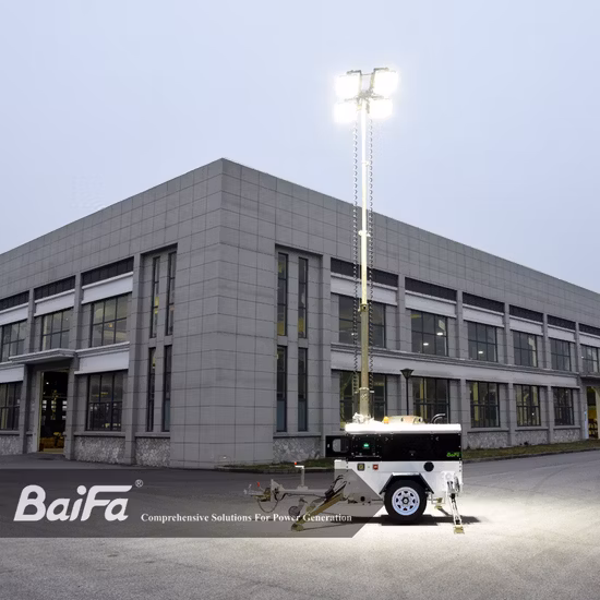 LED Halide Lamp Portable Trailer Outdoor Mobile Lighting Tower Vth9 Powered by Kubota Engine with Manual 9m Mast